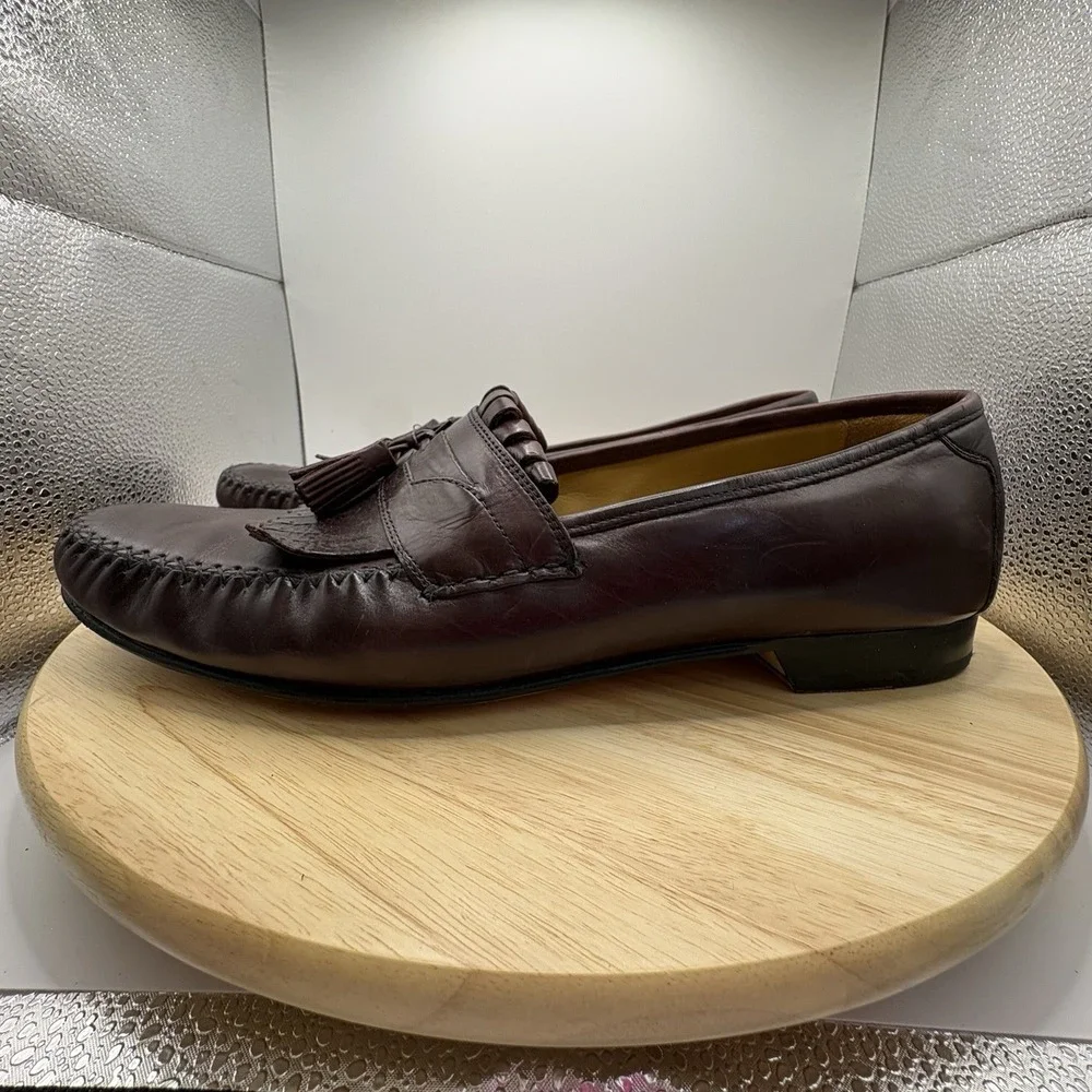Johnston & Murphy Hayes Burgundy Leather Kiltie Tassel Loafers Men's 14W Wide